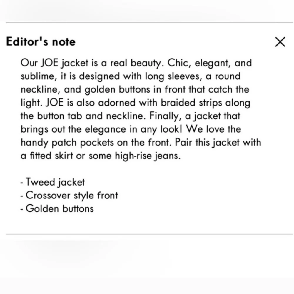 New Ba&sh Joe Tweed Ecru Jacket NWT XS